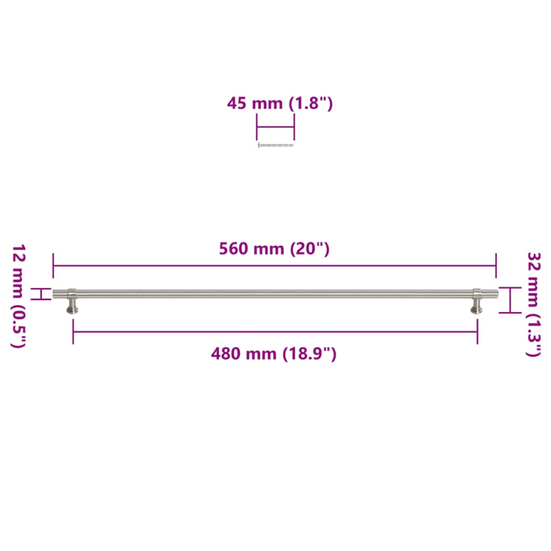 Möbelgriffe 5 Stk. Silbern 480 mm Edelstahl