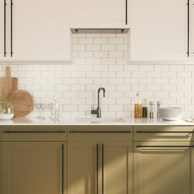 Möbelgriffe 5 Stk. Schwarz 480 mm Edelstahl