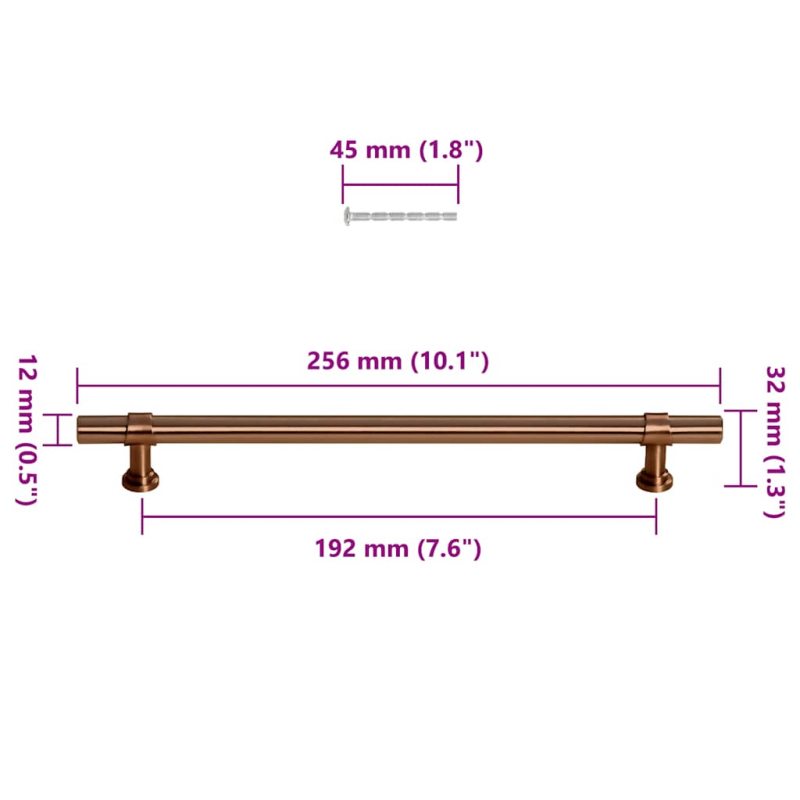 Möbelgriffe 5 Stk. Bronzen 192 mm Edelstahl