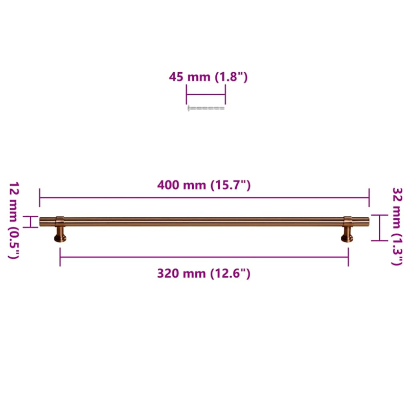 Möbelgriffe 5 Stk. Bronzen 320 mm Edelstahl