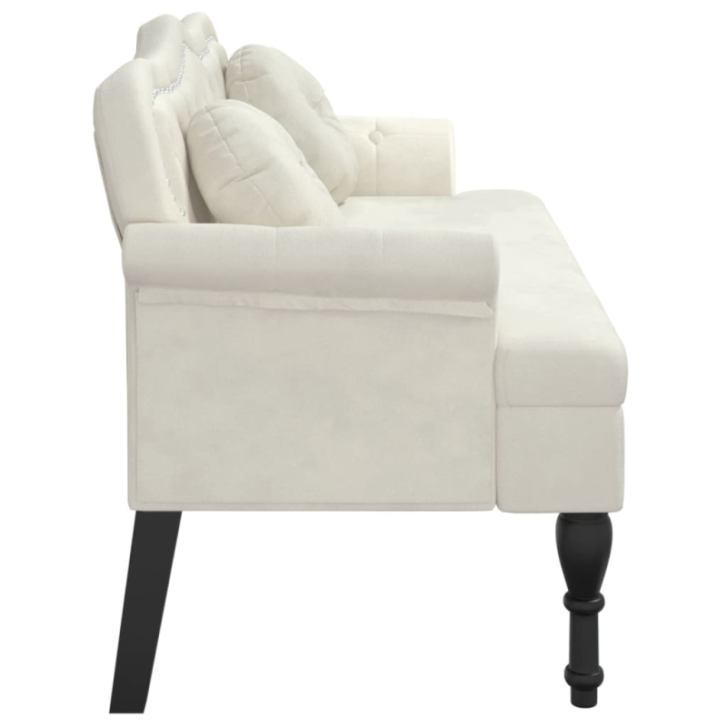 Sitzbank mit Kissen Creme 120,5x65x75 cm Samt