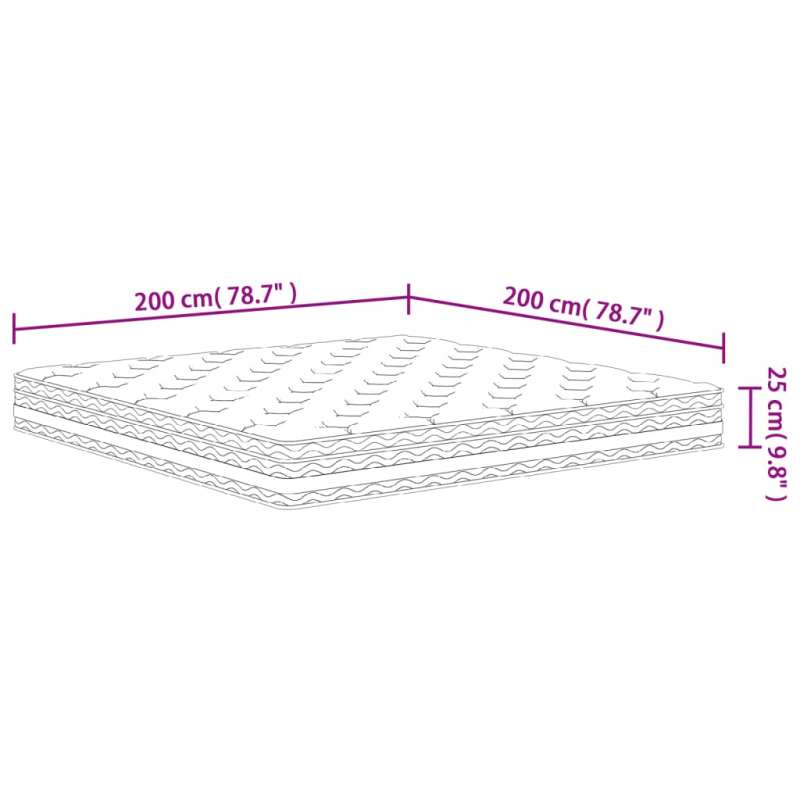 Matratze Taschenfederkern Mittel 200x200 cm