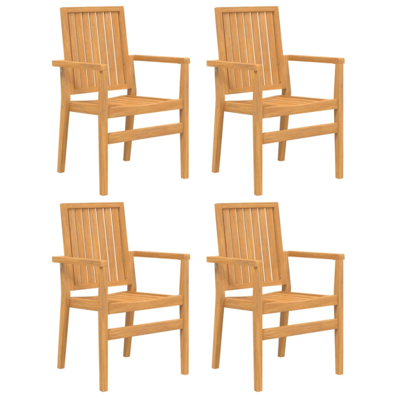 Gartenstühle 4 Stk. Stapelbar 56,5x57,5x91 cm Massivholz Teak