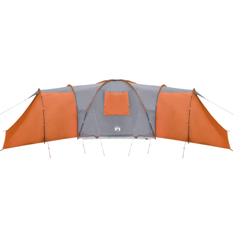 Kuppel-Familienzelt 12 Personen Grau und Orange Wasserdicht