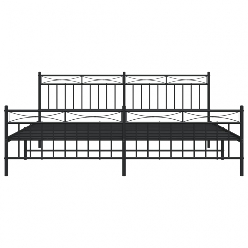 Bettgestell mit Kopf- und Fußteil Metall Schwarz 193x203 cm