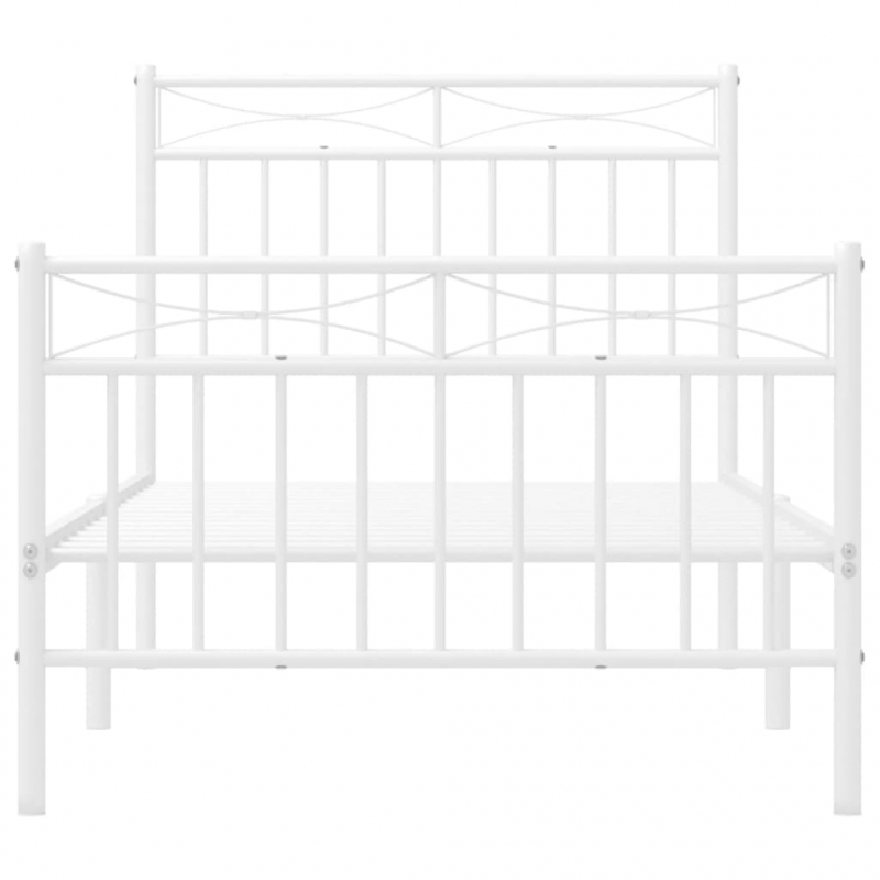 Bettgestell mit Kopf- und Fußteil Metall Weiß 90x190 cm