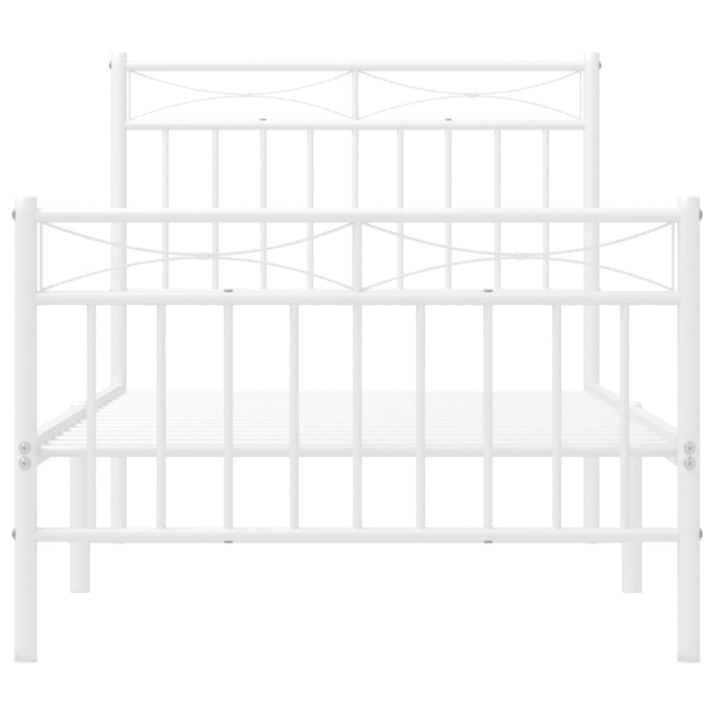 Bettgestell mit Kopf- und Fußteil Metall Weiß 90x200 cm