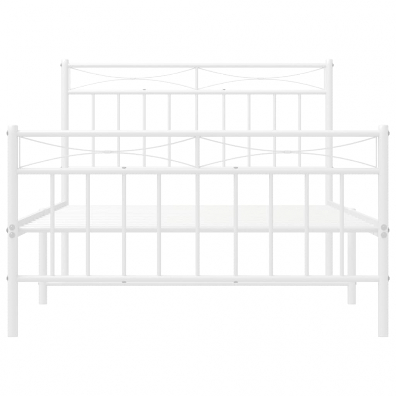 Bettgestell mit Kopf- und Fußteil Metall Weiß 107x203 cm
