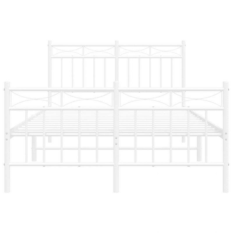 Bettgestell mit Kopf- und Fußteil Metall Weiß 120x200 cm