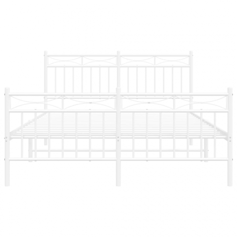 Bettgestell mit Kopf- und Fußteil Metall Weiß 140x200 cm