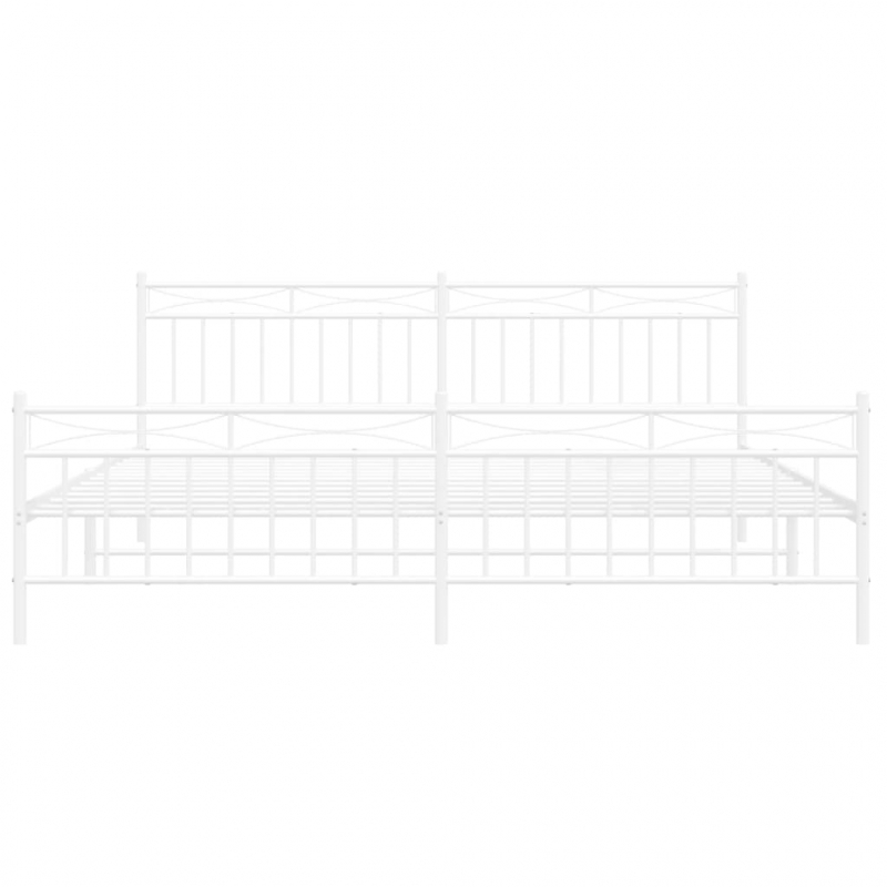 Bettgestell mit Kopf- und Fußteil Metall Weiß 193x203 cm