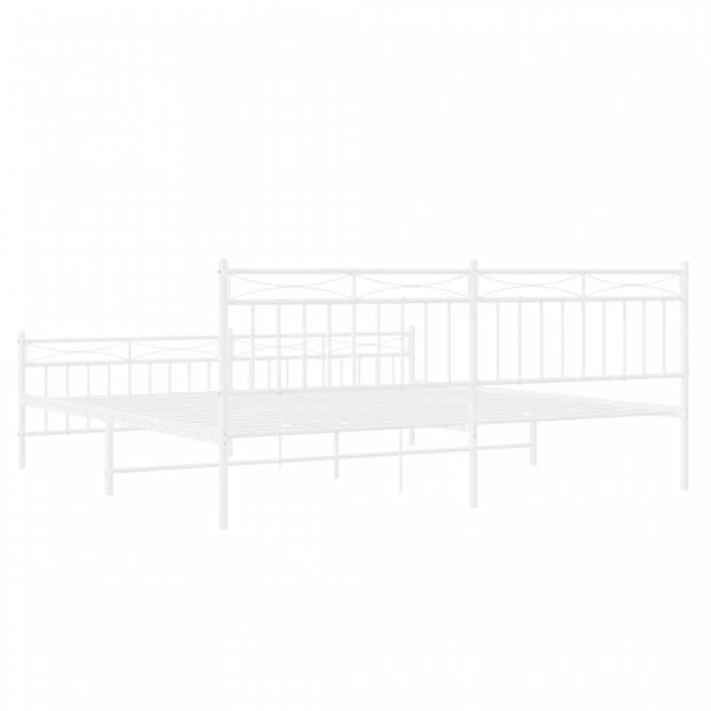 Bettgestell mit Kopf- und Fußteil Metall Weiß 193x203 cm