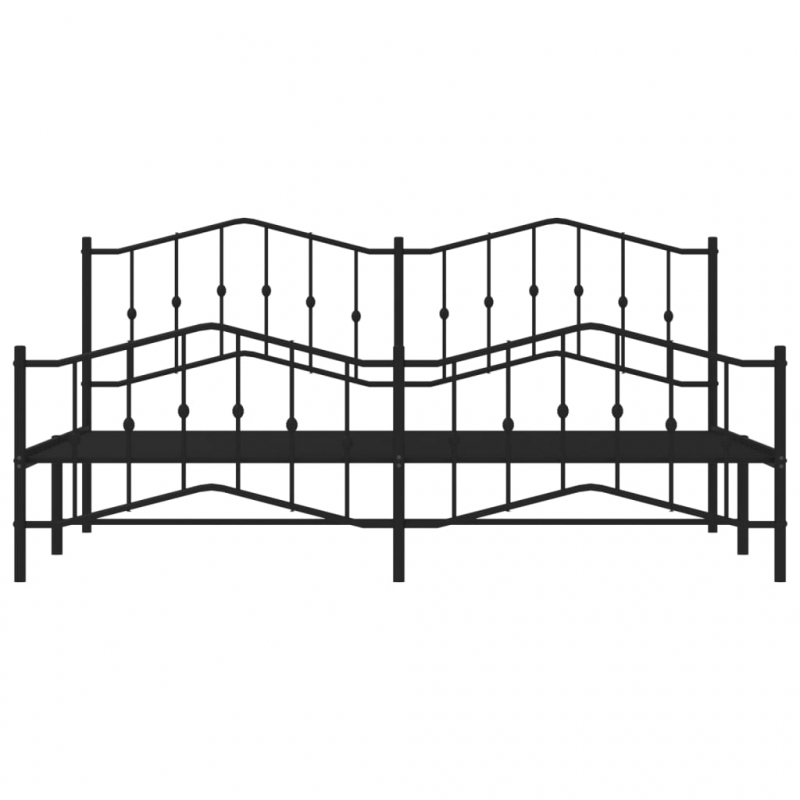Bettgestell mit Kopf- und Fußteil Metall Schwarz 193x203 cm