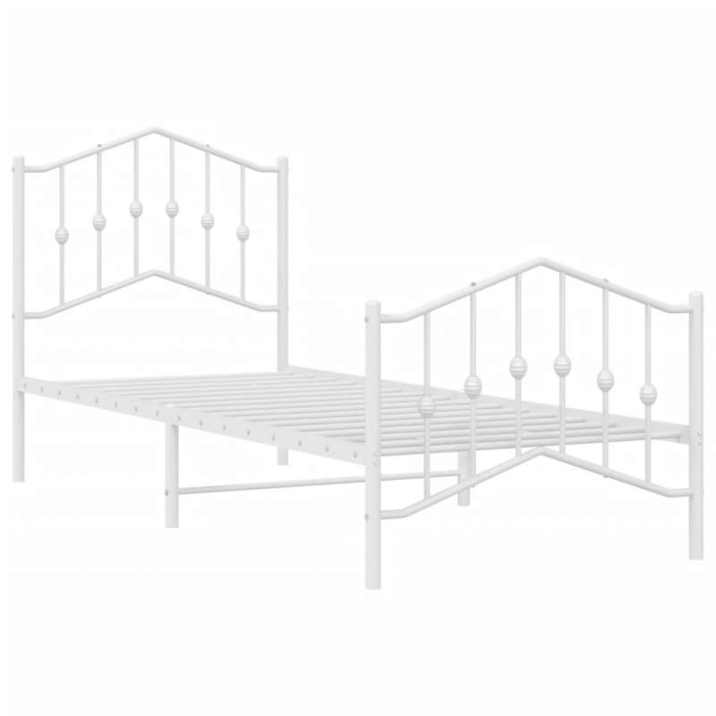 Bettgestell mit Kopf- und Fußteil Metall Weiß 90x200 cm