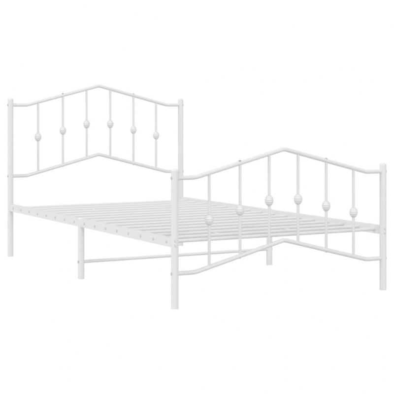 Bettgestell mit Kopf- und Fußteil Metall Weiß 100x200 cm