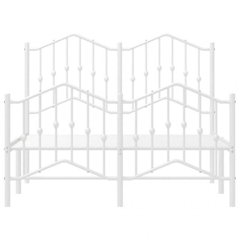 Bettgestell mit Kopf- und Fußteil Metall Weiß 120x190 cm