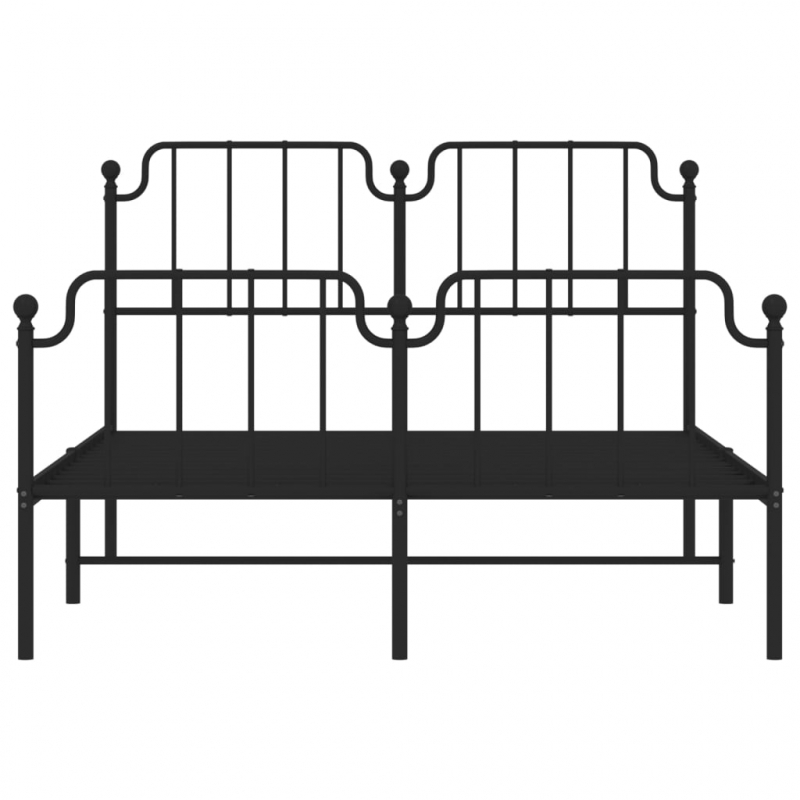 Bettgestell mit Kopf- und Fußteil Metall Schwarz 140x190 cm