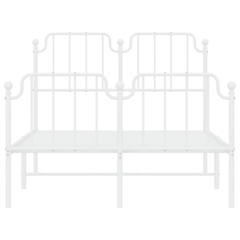 Bettgestell mit Kopf- und Fußteil Metall Weiß 120x200 cm