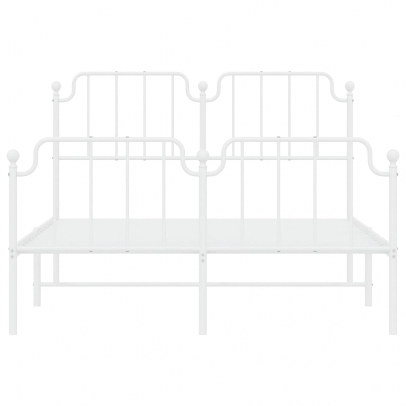 Bettgestell mit Kopf- und Fußteil Metall Weiß 140x190 cm