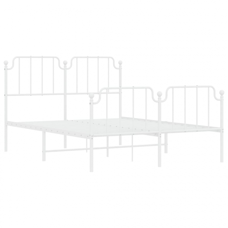 Bettgestell mit Kopf- und Fußteil Metall Weiß 140x200 cm
