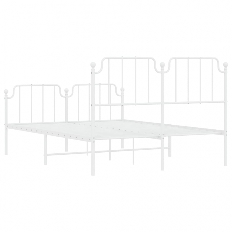 Bettgestell mit Kopf- und Fußteil Metall Weiß 140x200 cm