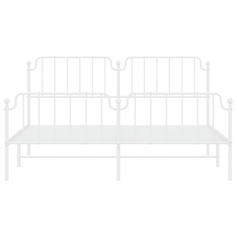 Bettgestell mit Kopf- und Fußteil Metall Weiß 183x213 cm