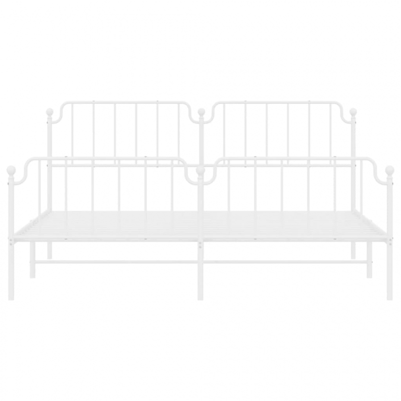 Bettgestell mit Kopf- und Fußteil Metall Weiß 193x203 cm