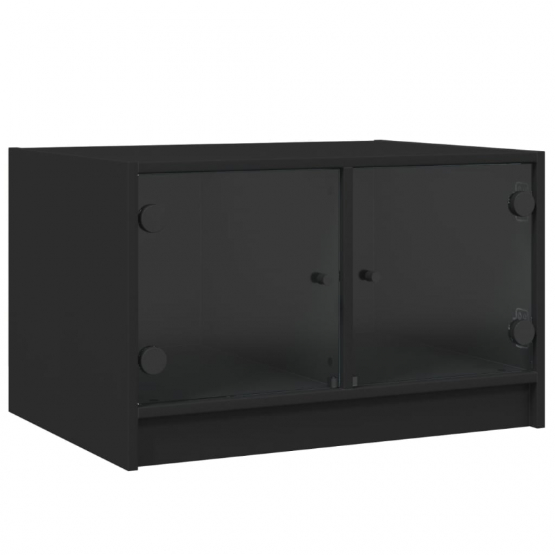 Couchtisch mit Glastüren Schwarz 68x50x42 cm