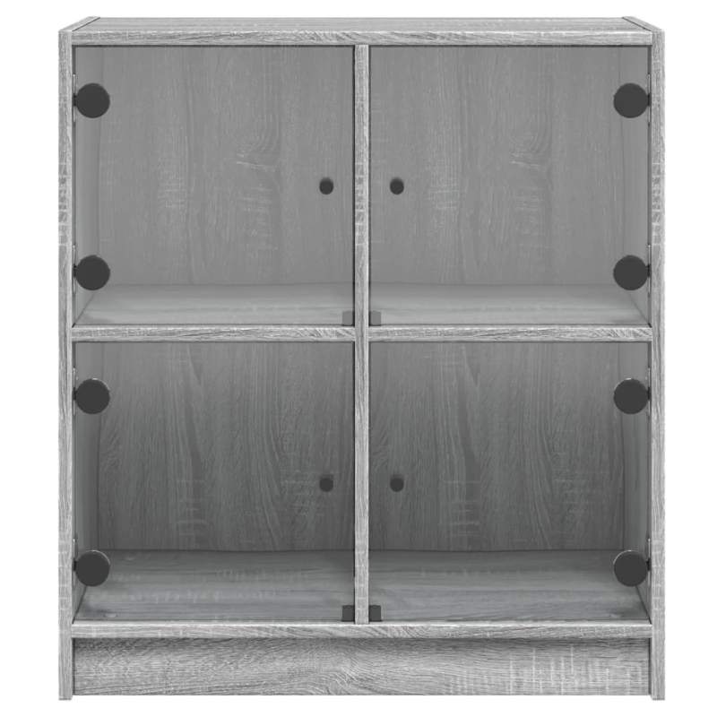 Beistellschrank mit Glastüren Grau Sonoma 68x37x75,5 cm
