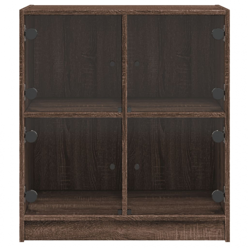 Beistellschrank mit Glastüren Braun Eichen-Optik 68x37x75,5 cm