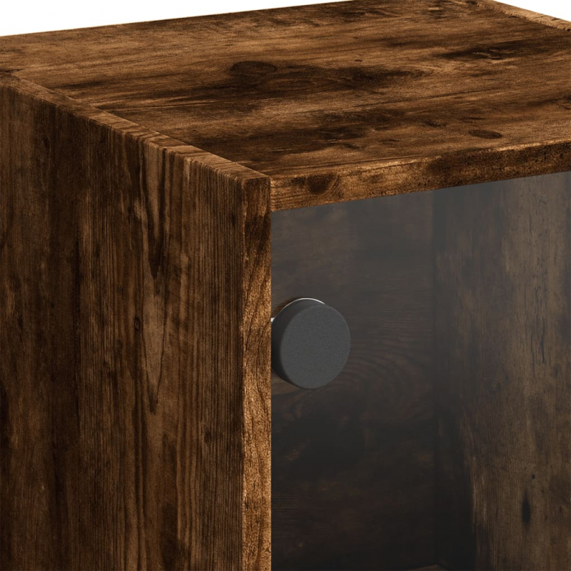 Highboard mit Glastüren Räuchereiche 35x37x109 cm