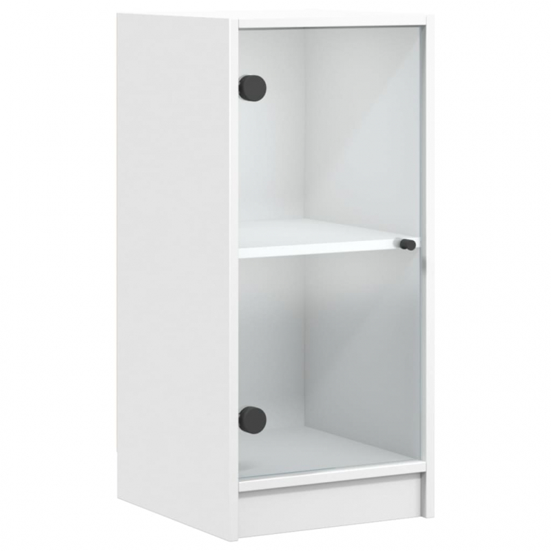 Beistellschrank mit Glastüren Weiß 35x37x75,5 cm