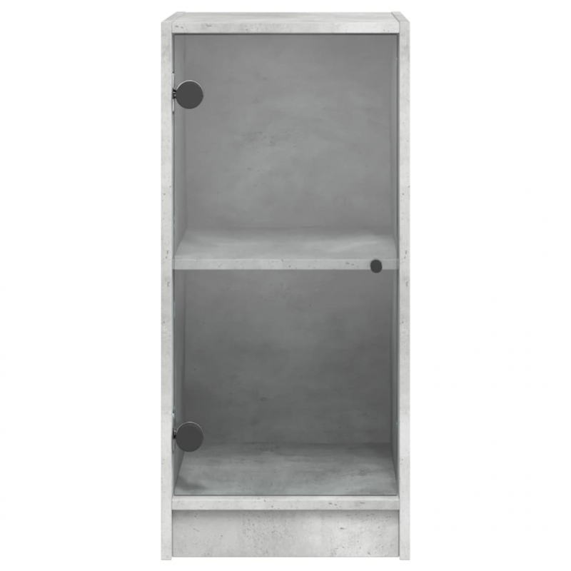 Beistellschrank mit Glastüren Betongrau 35x37x75,5 cm