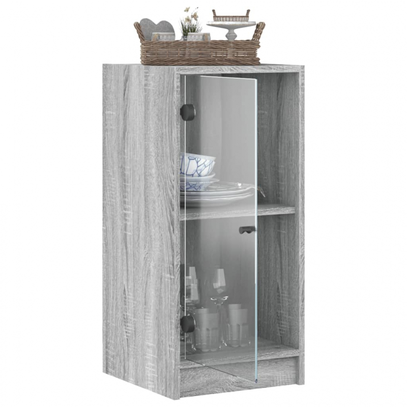 Beistellschrank mit Glastüren Grau Sonoma 35x37x75,5 cm