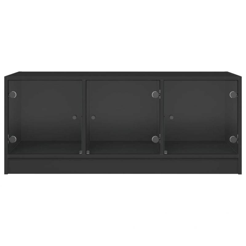 Couchtisch mit Glastüren Schwarz 102x50x42 cm