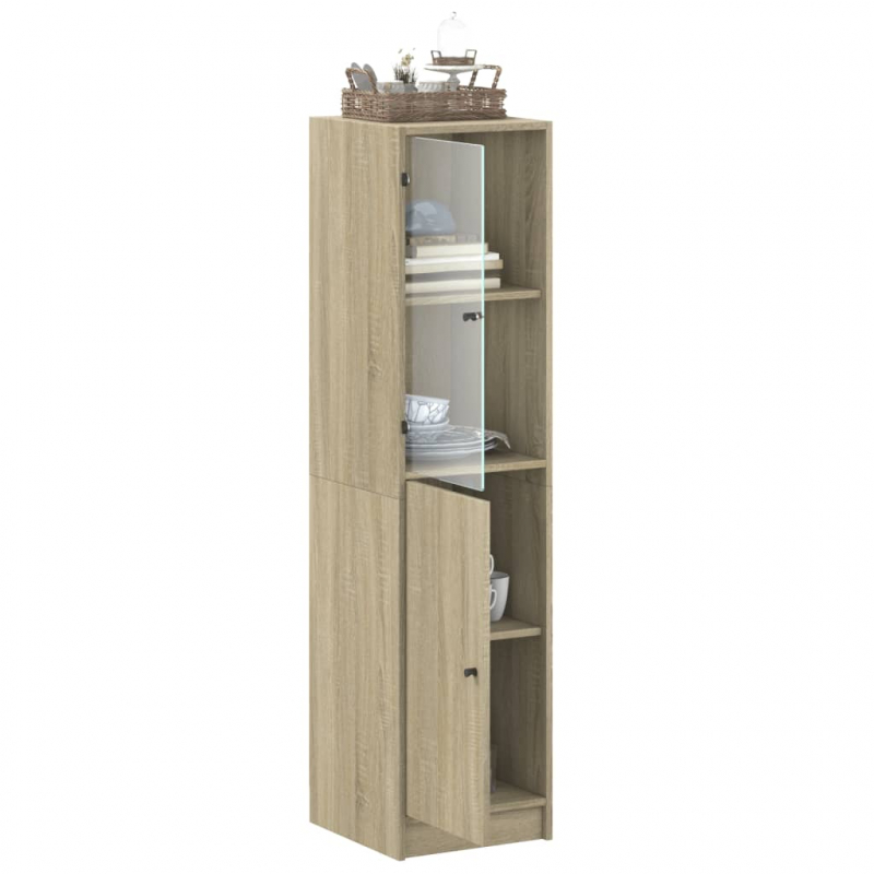 Highboard mit Glastür Sonoma-Eiche 35x37x142 cm