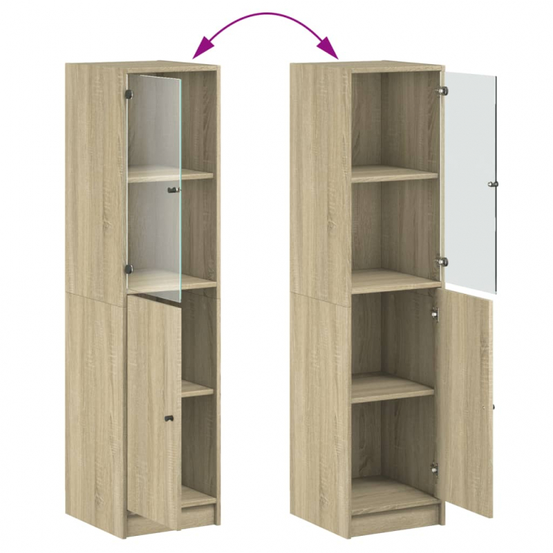 Highboard mit Glastür Sonoma-Eiche 35x37x142 cm