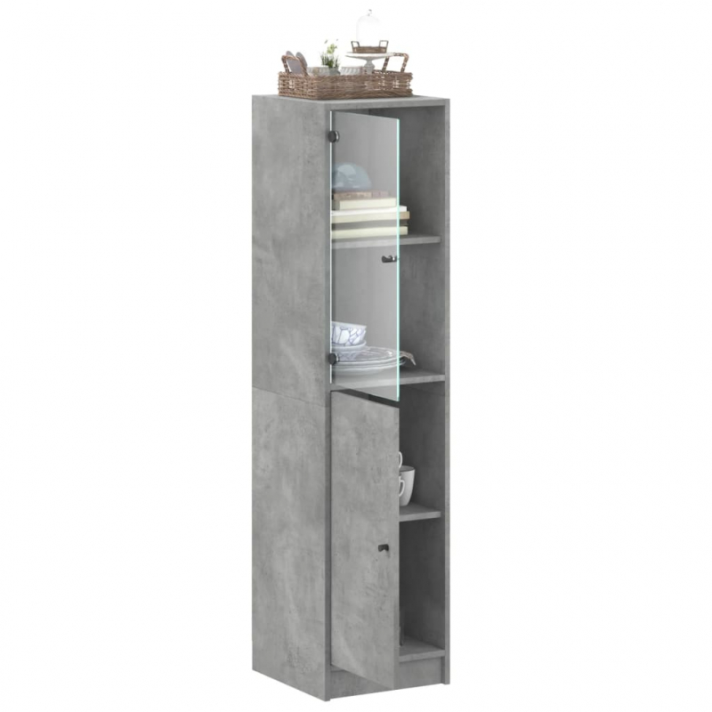 Highboard mit Glastür Betongrau 35x37x142 cm