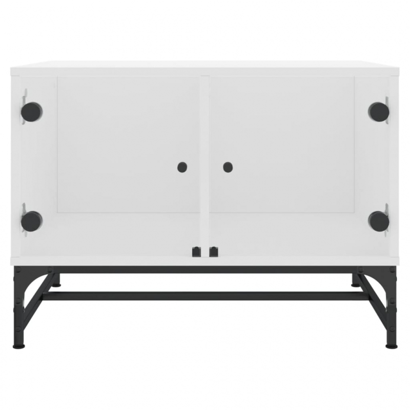 Couchtisch mit Glastüren Weiß 68,5x50x50 cm