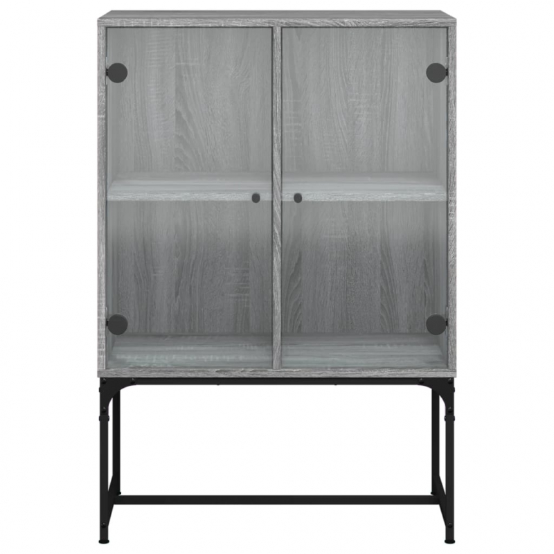Beistellschrank mit Glastüren Grau Sonoma 69x37x100 cm