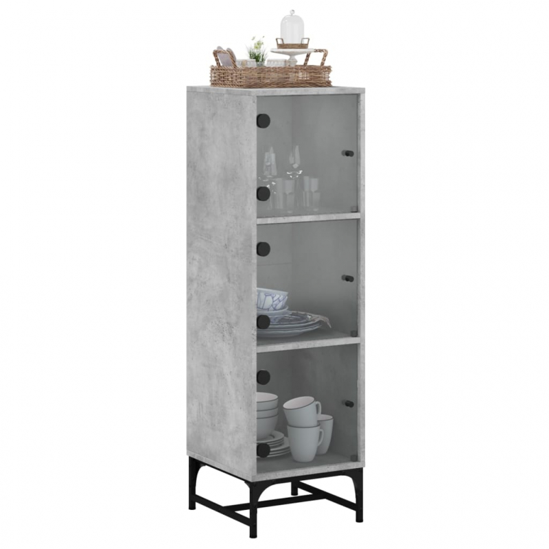 Highboard mit Glastüren Betongrau 35x37x120 cm