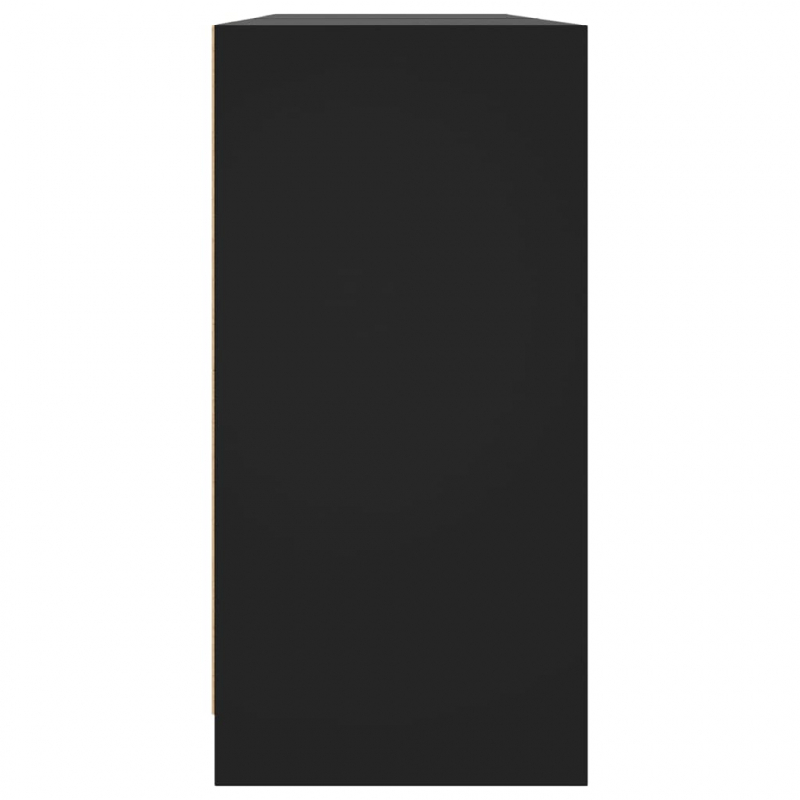 Bücherschrank mit Türen Schwarz 204x37x75 cm Holzwerkstoff