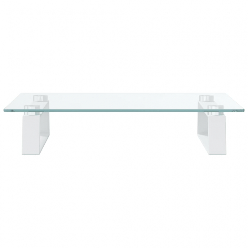 Monitorständer Weiß 40x35x8 cm Hartglas und Metall