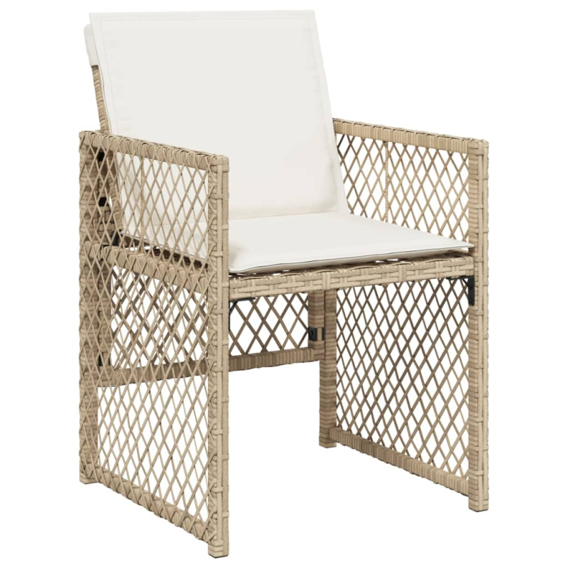 Gartenstühle mit Kissen 4 Stk. Beige Poly Rattan