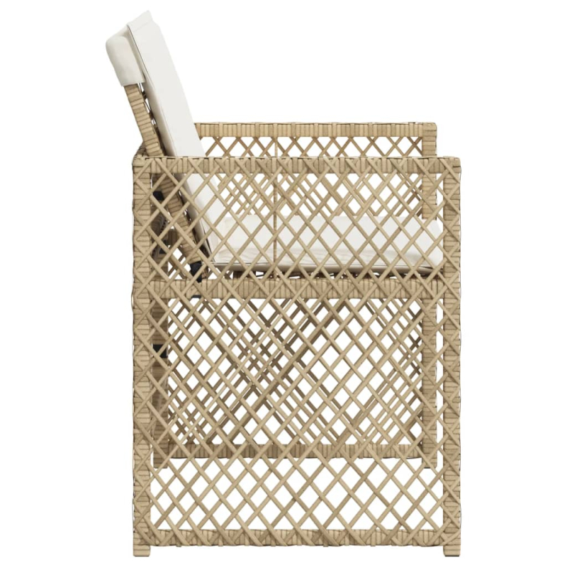 Gartenstühle mit Kissen 4 Stk. Beige Poly Rattan