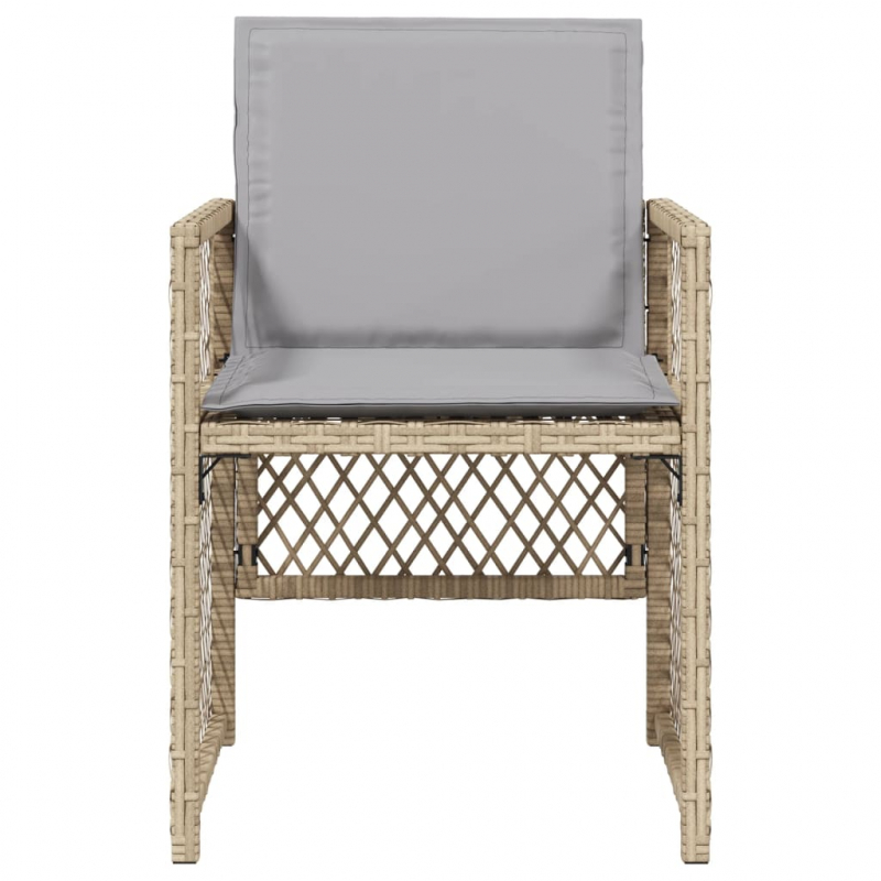 Gartenstühle mit Kissen 4 Stk. Beigemischung Poly Rattan