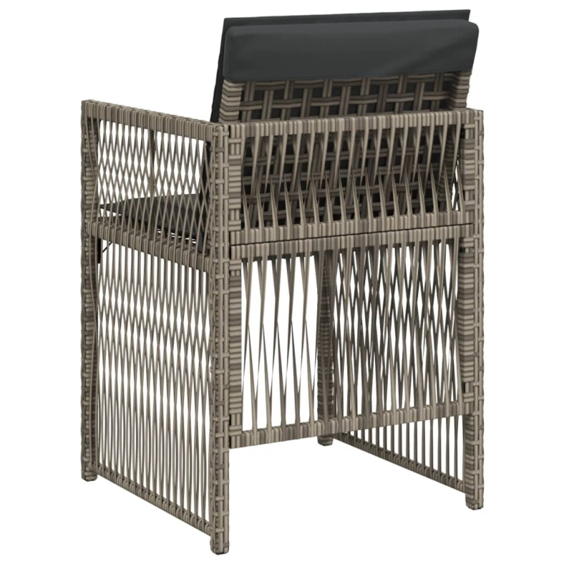 Gartenstühle mit Kissen 4 Stk. Grau Poly Rattan