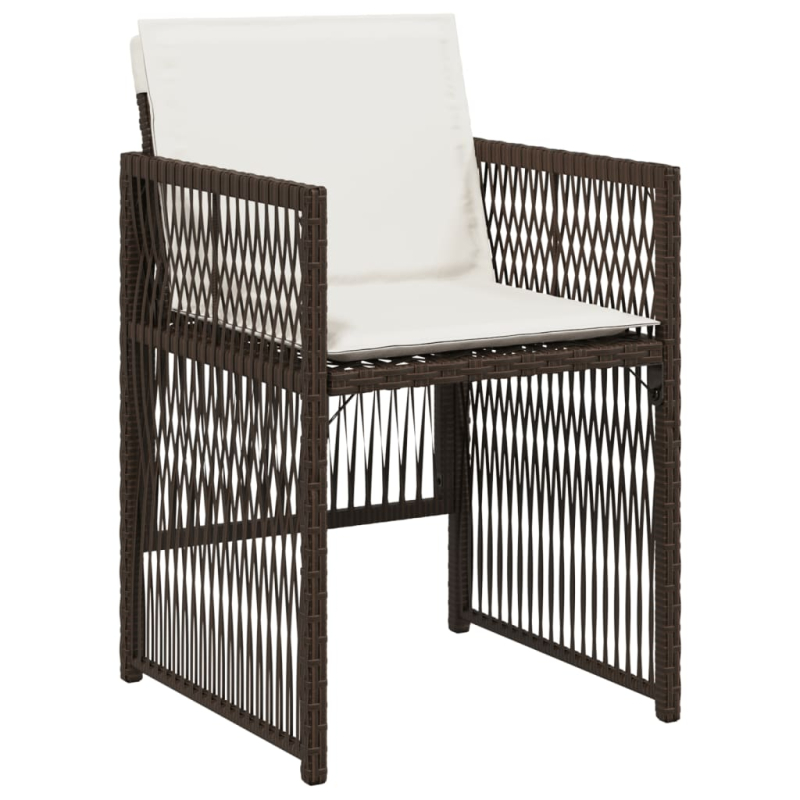 Gartenstühle mit Kissen 4 Stk. Braun Poly Rattan