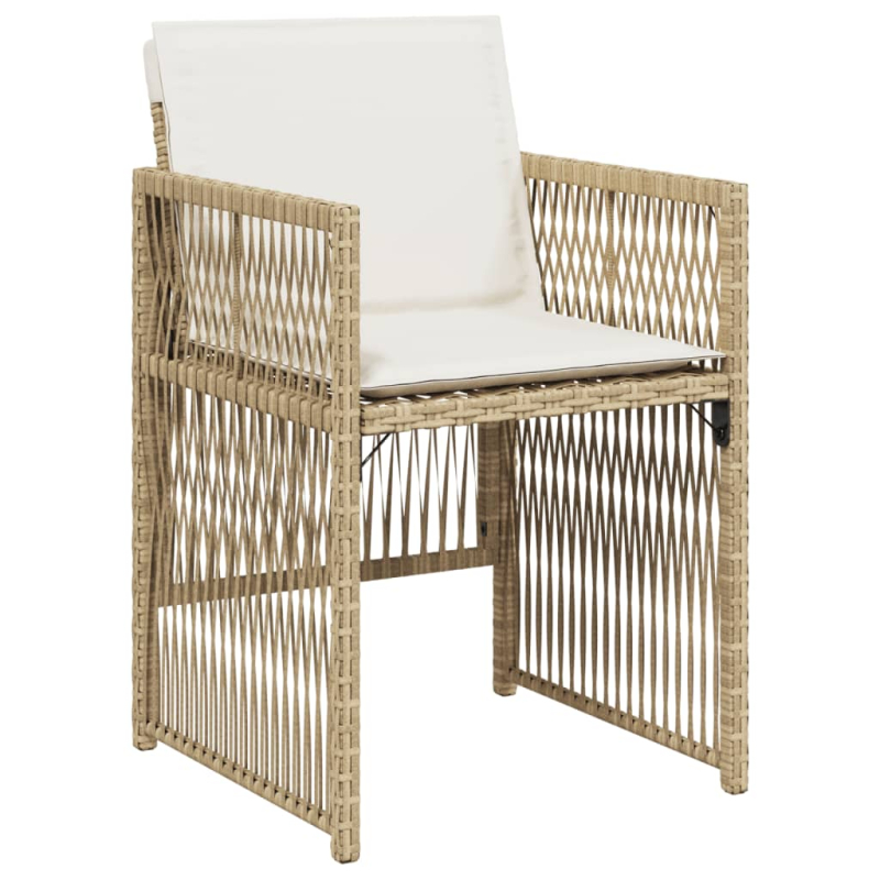 Gartenstühle mit Kissen 4 Stk. Beige Poly Rattan
