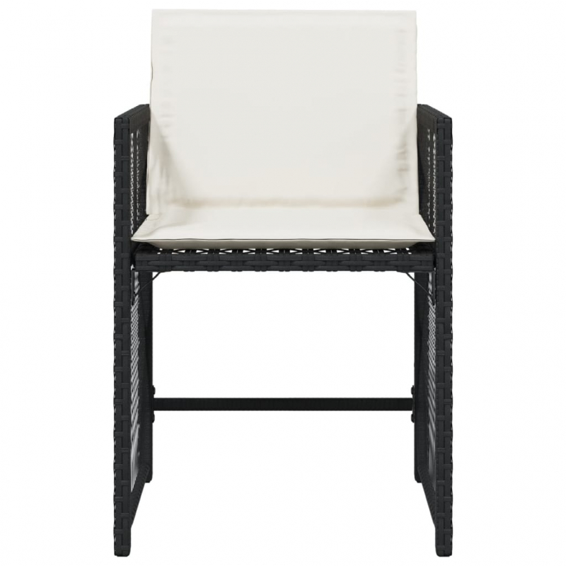 Gartenstühle mit Kissen 4 Stk. Schwarz Poly Rattan